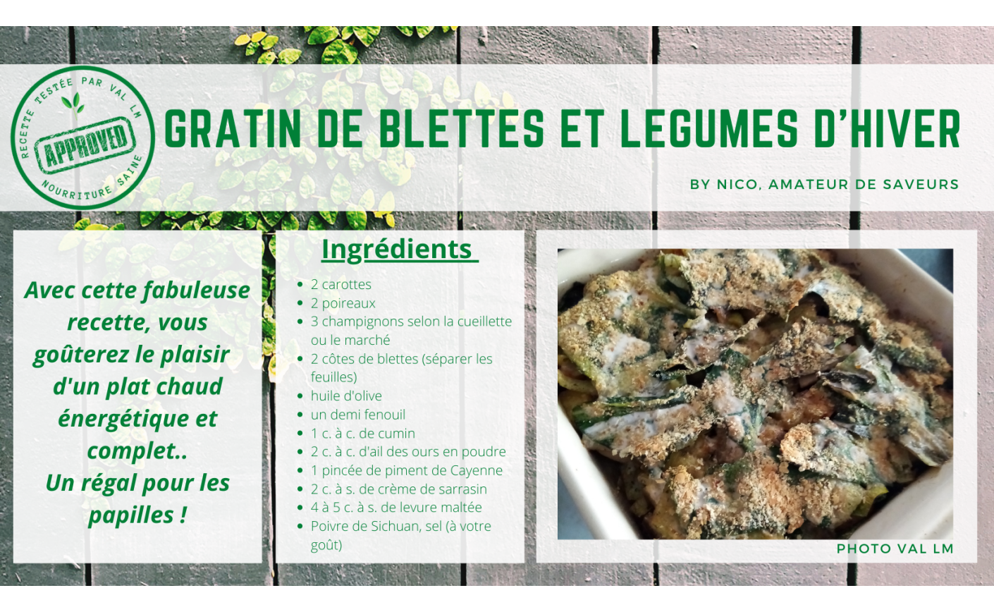 GRATIN DE BLETTES ET LEGUMES D'HIVER