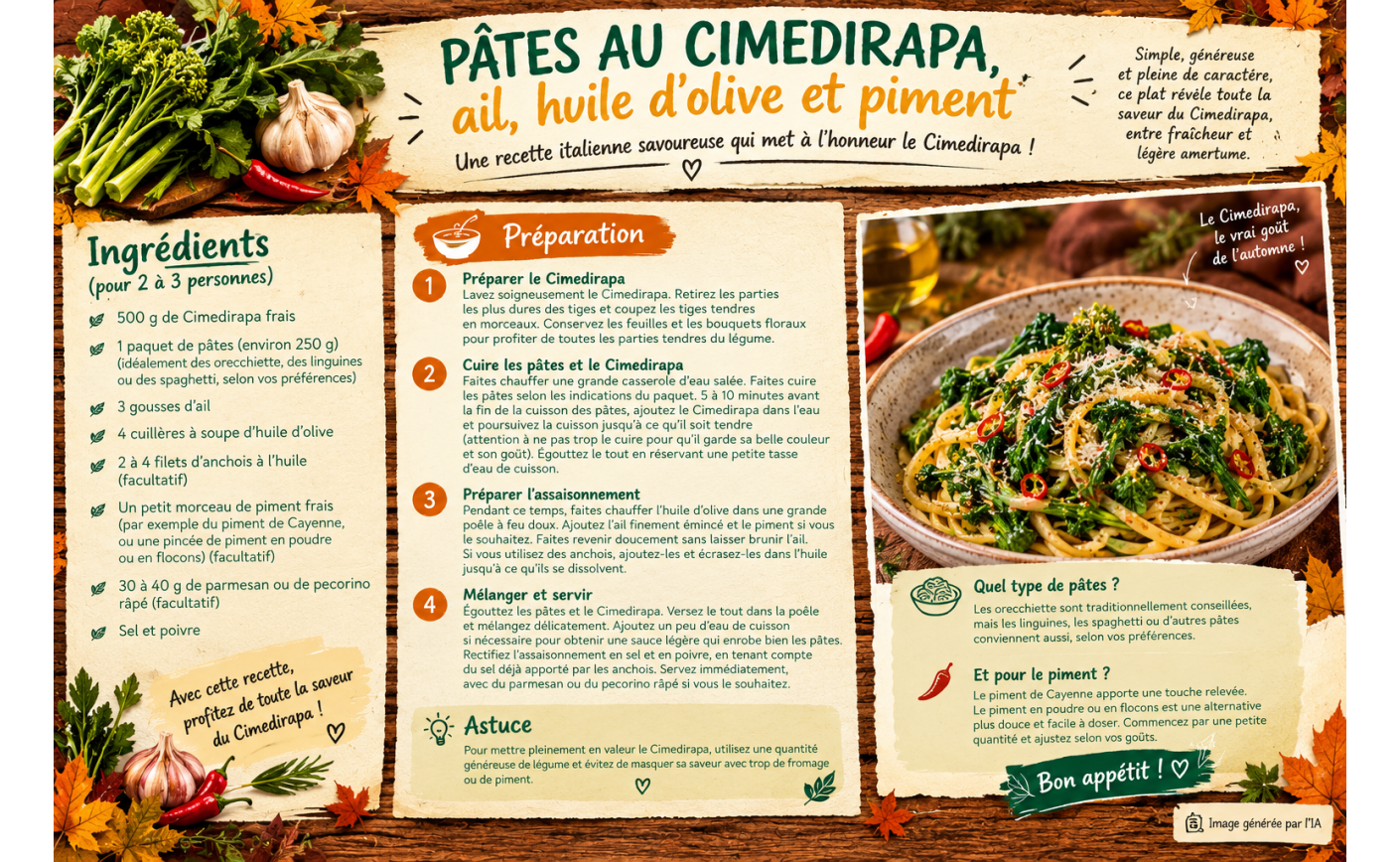 PÂTES AU CIMEDIRAPA ail, huile d'olive et piment
