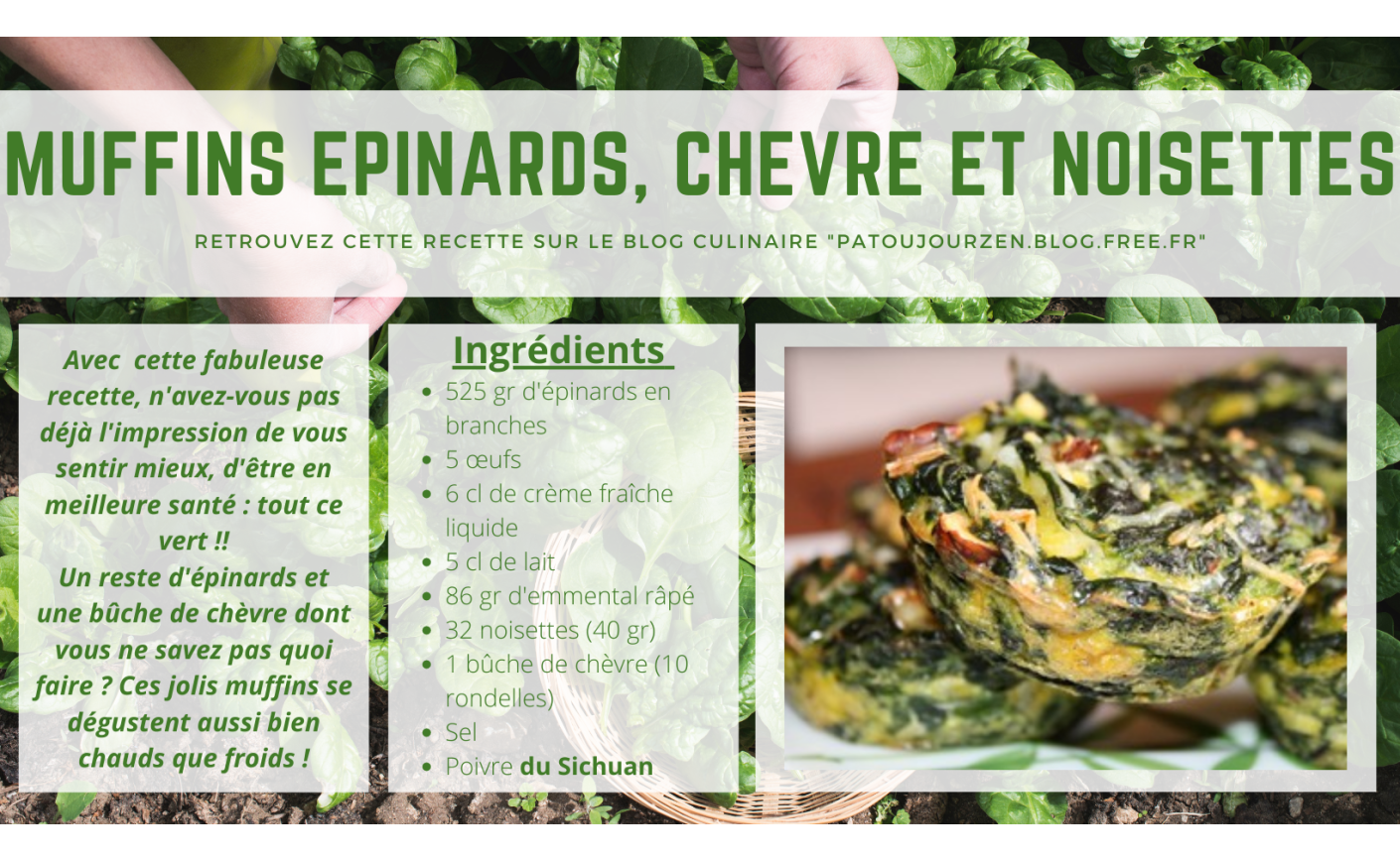 MUFFINS ÉPINARDS, CHÈVRE ET NOISETTES